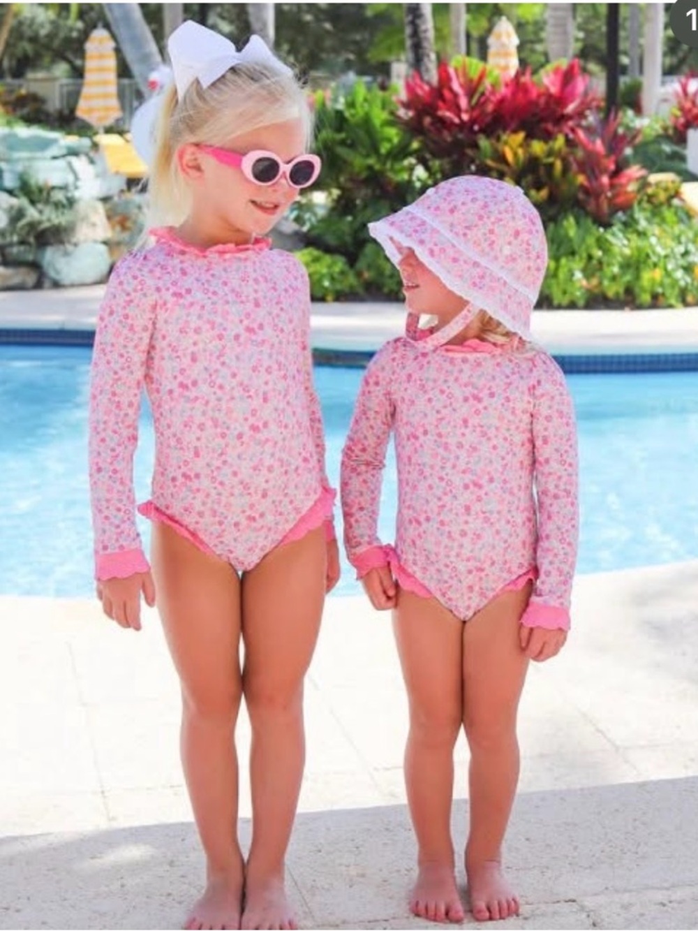 TBBC Sarasota Surf Suit in Mableton Mini Floral with matching hat size small